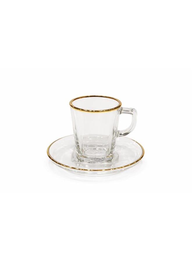 باساباتشي Squared Glass Coffee Set 6 Pieces - Gold - 100 gold 100ml - Image 2