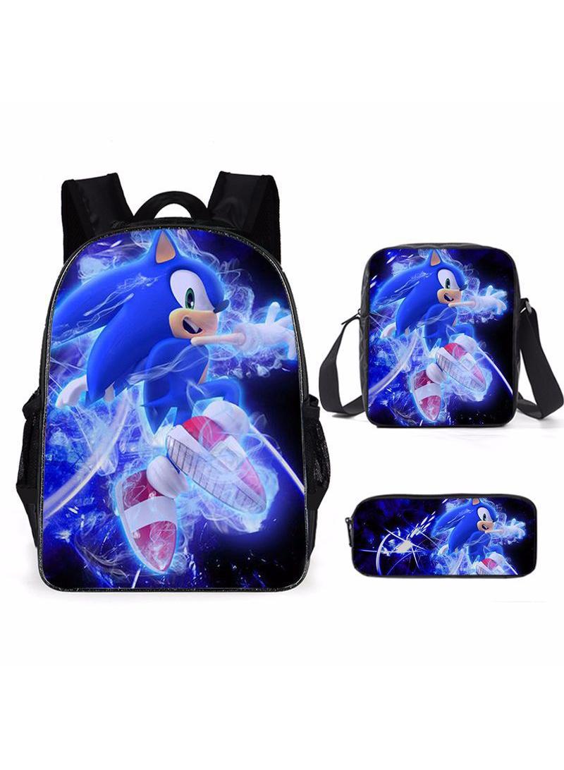 general 3-Piece Cartoon SONIC 3D Print Backpack Set - Image 1