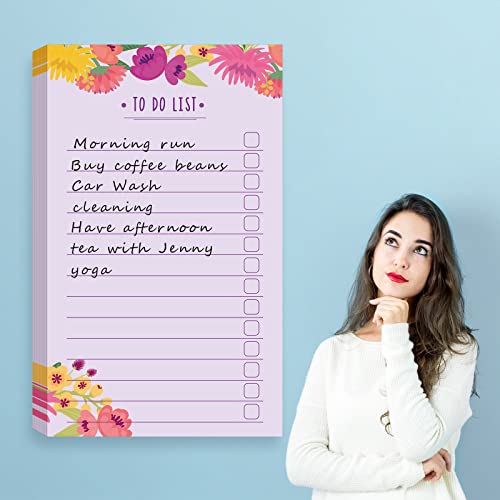 Sinmoe 300 Sheets to Do List Notepad Daily Checklist Sticky Notes Cute Undated Memo Pad Color Block to Do Note Pad Weekly Plan Agenda and Organizer Planners for College(Flower Style,3.14 x 5.11 Inch) - Image 3
