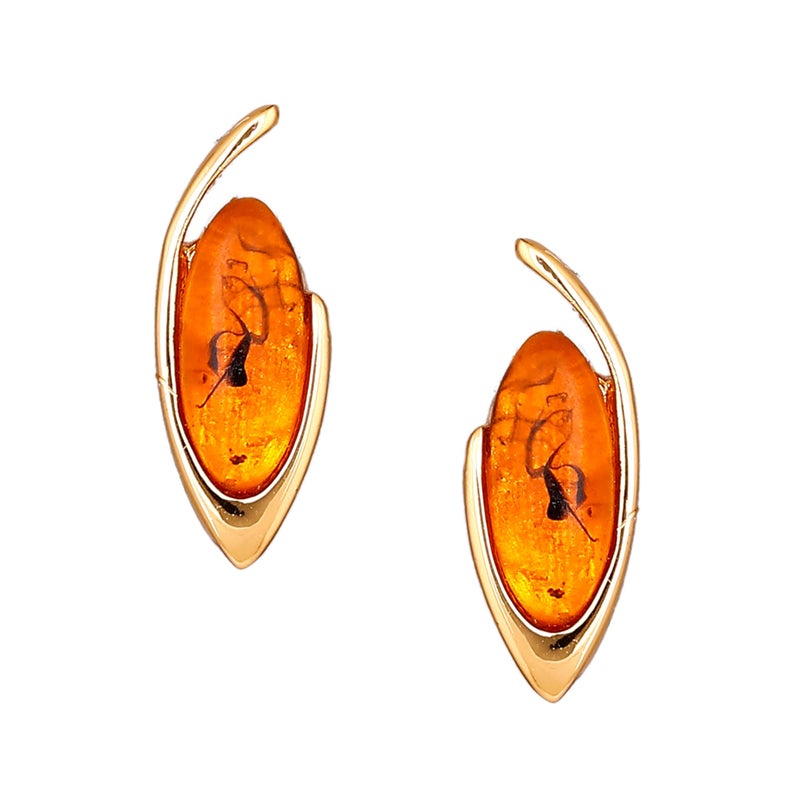 Estele Fashion Jewellery Gold Plated Classic Designer Stud Earrings with Orange Crystals for Girls and Women-8262-ER ER - Image 3