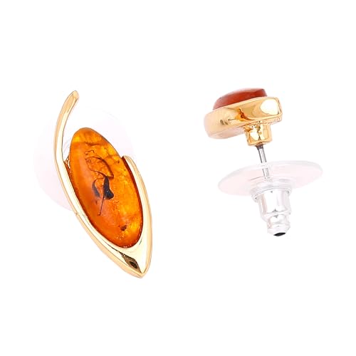 Estele Fashion Jewellery Gold Plated Classic Designer Stud Earrings with Orange Crystals for Girls and Women-8262-ER ER - Image 2