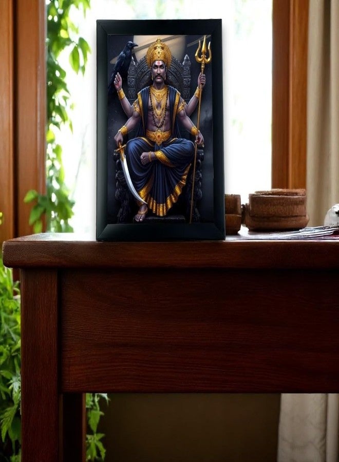 إنديانا ستور فور أول لوحة جدارية مؤطرة من Indianstore4all، تُصوّر الإله شاني أو زحل، ديكور منزلي (خشب، غير لامع، حجم صغير، 7 × 9 بوصة) إطار صور بهاجوان SH7778 - Image 3