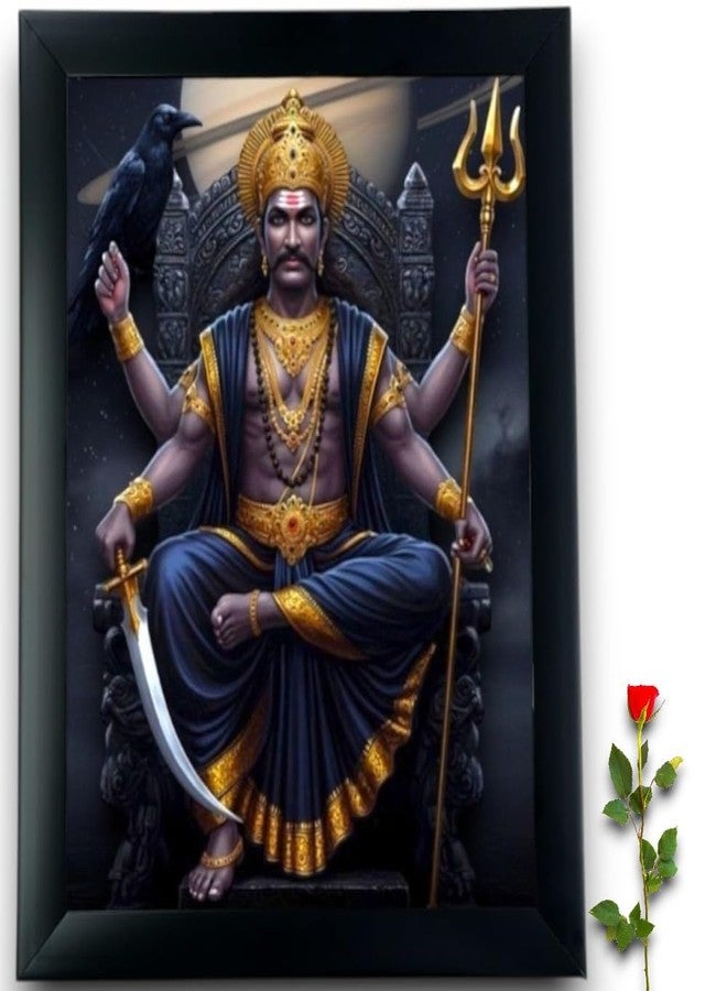 إنديانا ستور فور أول لوحة جدارية مؤطرة من Indianstore4all، تُصوّر الإله شاني أو زحل، ديكور منزلي (خشب، غير لامع، حجم صغير، 7 × 9 بوصة) إطار صور بهاجوان SH7778 - Image 4