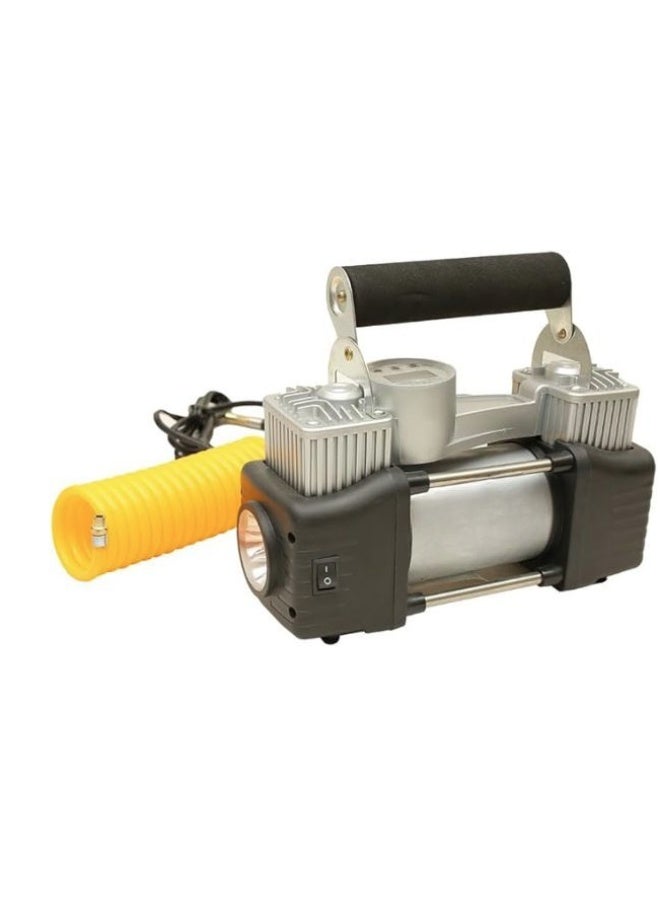 Portable Air Compressor for Car Tires, Dual Piston Battery Powered Inflator with Digital Gauge and LED Light for Emergency Use - Image 2