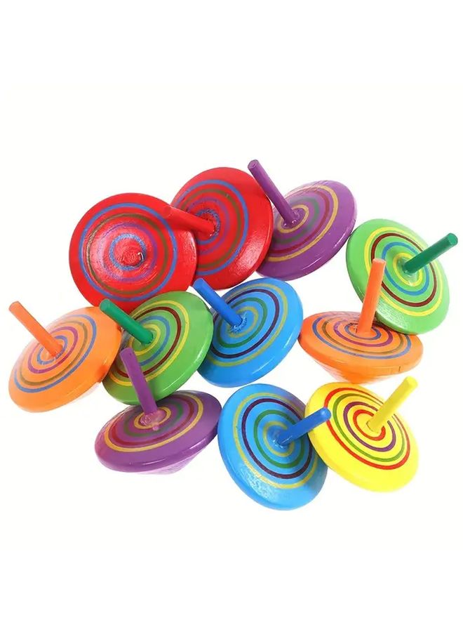 10Pcs Wooden Spinning Tops Colorful Gyroscope Toys For Party Favors Birthday Gifts - Image 5