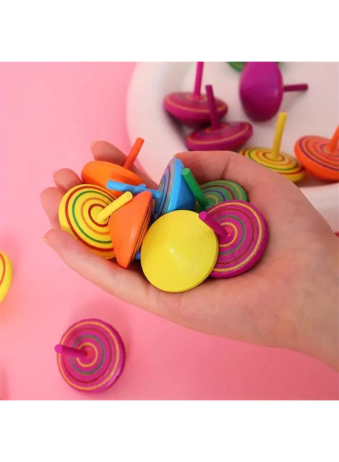 10Pcs Wooden Spinning Tops Colorful Gyroscope Toys For Party Favors Birthday Gifts - Image 3