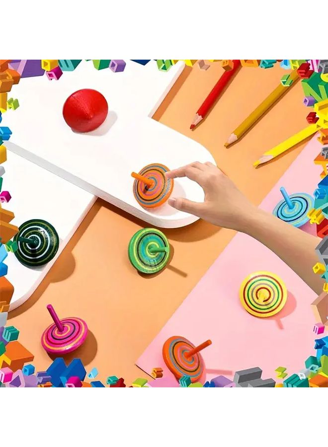 10Pcs Wooden Spinning Tops Colorful Gyroscope Toys For Party Favors Birthday Gifts - Image 4