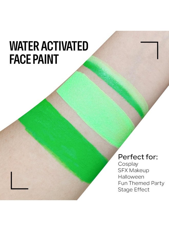 FREEORR Green Face Body Paint Makeup Foundation 30G, Water Activated Dark Green/Light Green Cream To Powder Face Body Paint For Halloween Costume Cosplay Theater Stage Dressup Makeup Matte Finish - Image 2