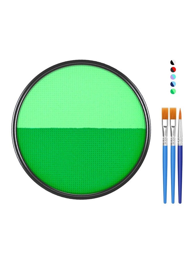 FREEORR Green Face Body Paint Makeup Foundation 30G, Water Activated Dark Green/Light Green Cream To Powder Face Body Paint For Halloween Costume Cosplay Theater Stage Dressup Makeup Matte Finish - Image 1