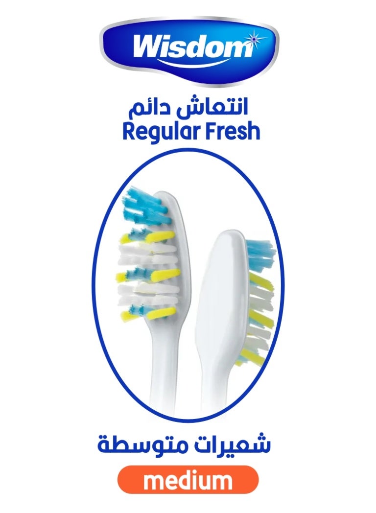 WISDOM Extra Regular Fresh Medium Toothbrush Value Pack of 3 Brushes - Image 3