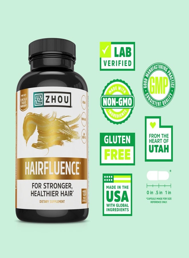 جو Zhou Hairfluence - مكمل البيوتين النباتي لنمو الشعر للرجال والنساء، يدعم شعرًا وأظافرًا أقوى وأكثر صحة، وبشرة متألقة مع Lustriva ومركب فيتامين ب - 120 كبسولة نباتية (عبوة واحدة) - Image 2