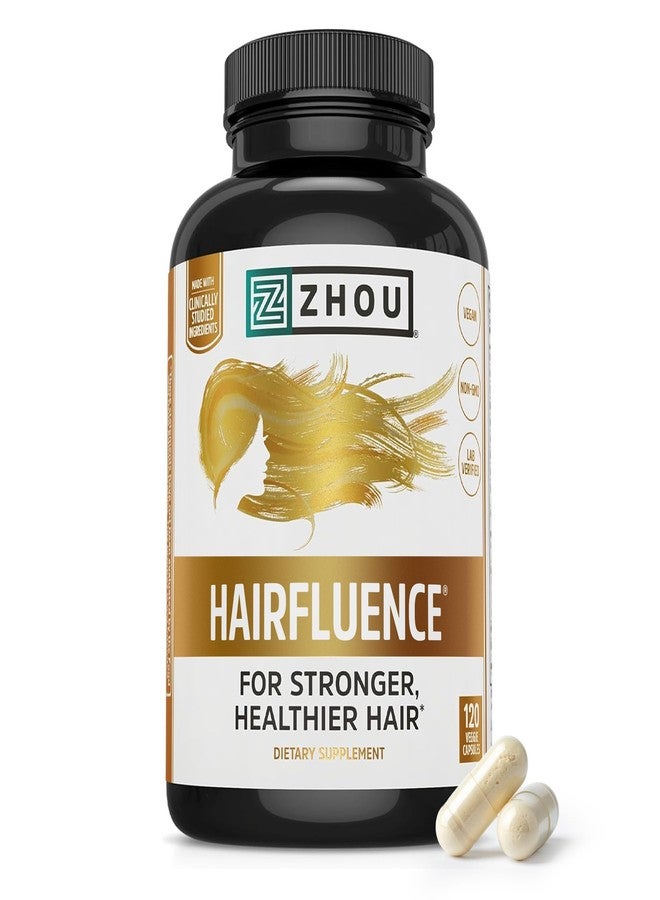 جو Zhou Hairfluence - مكمل البيوتين النباتي لنمو الشعر للرجال والنساء، يدعم شعرًا وأظافرًا أقوى وأكثر صحة، وبشرة متألقة مع Lustriva ومركب فيتامين ب - 120 كبسولة نباتية (عبوة واحدة) - Image 1