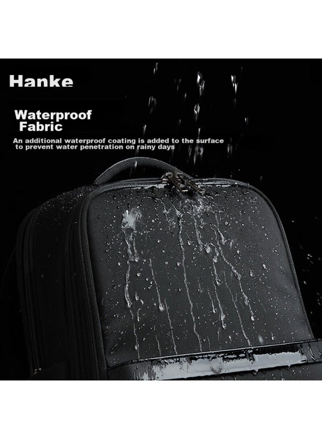 Hanke حقيبة كمبيوتر محمول قابلة للتوسيع، 24l 16 بوصة كلاسيكي أسود، للرجال والنساء، تنقلات سفر العمل، حقيبة مدرسية كبيرة السعة - Image 2