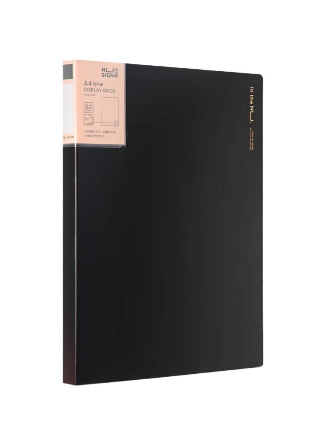 Nusign Coding Document Folder A4/30 Pages, Colorful File Organizer With Page Numbers, Loose-Leaf Pocket Folders For Office And Student Use, Obsidian Black Ns190 - Image 1