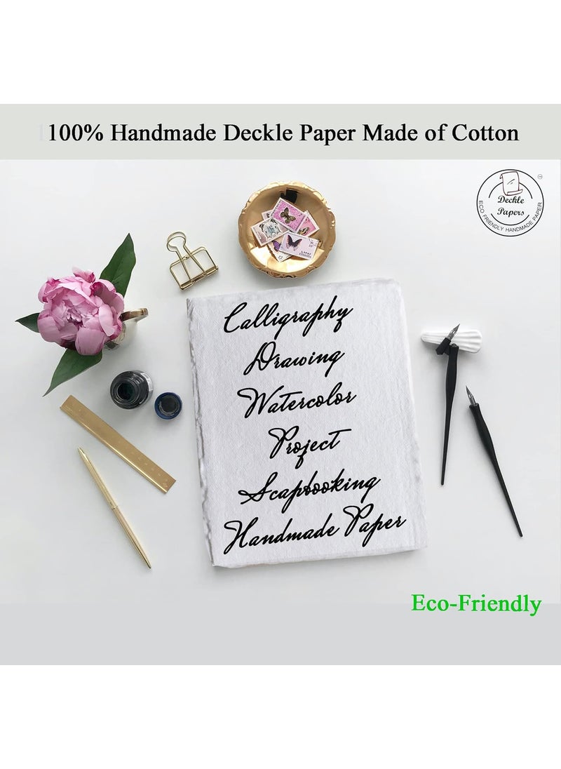 Deckle Papers Deckle Papers Multipurpose A3 Handmade Cotton PaperDrawing Paper Calligraphy DIYProject Scrapbooking Gift Wrap Art and Craft Origami Size117x165 Pack of20 Cream  - Image 2