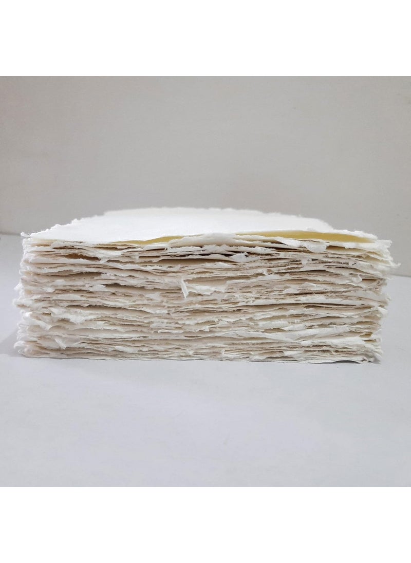 Deckle Papers Deckle Papers Multipurpose A3 Handmade Cotton PaperDrawing Paper Calligraphy DIYProject Scrapbooking Gift Wrap Art and Craft Origami Size117x165 Pack of20 Cream  - Image 4