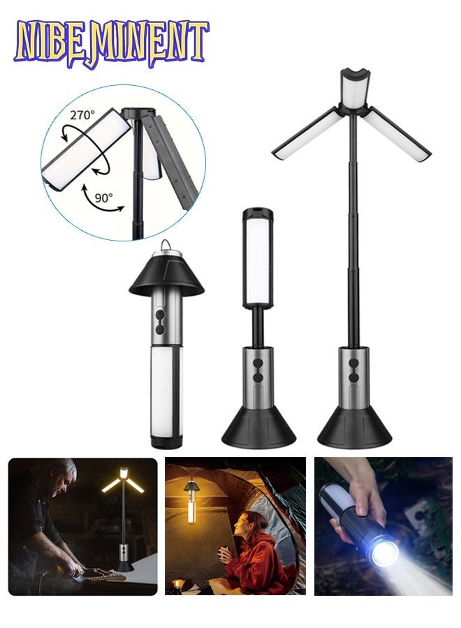NIBEMINENT 1 قطعة مصباح تخييم متعدد الوظائف 2 في 1، مصباح يدوي عالي السطوع، مناسب للتخييم، النزهات، الشواء - Image 1