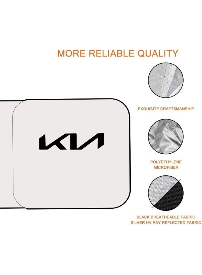 KIA Car Windshield Sun Shade Foldable Front Windshield Sunshade UV Reflective Heat Insulation Sun Protector Foldable Car Window Sun Visor Cover Interior Temperature Reduction Anti Glare Reusable Double Layer Auto Sun Block Shade for KIA Vehicles - Image 5