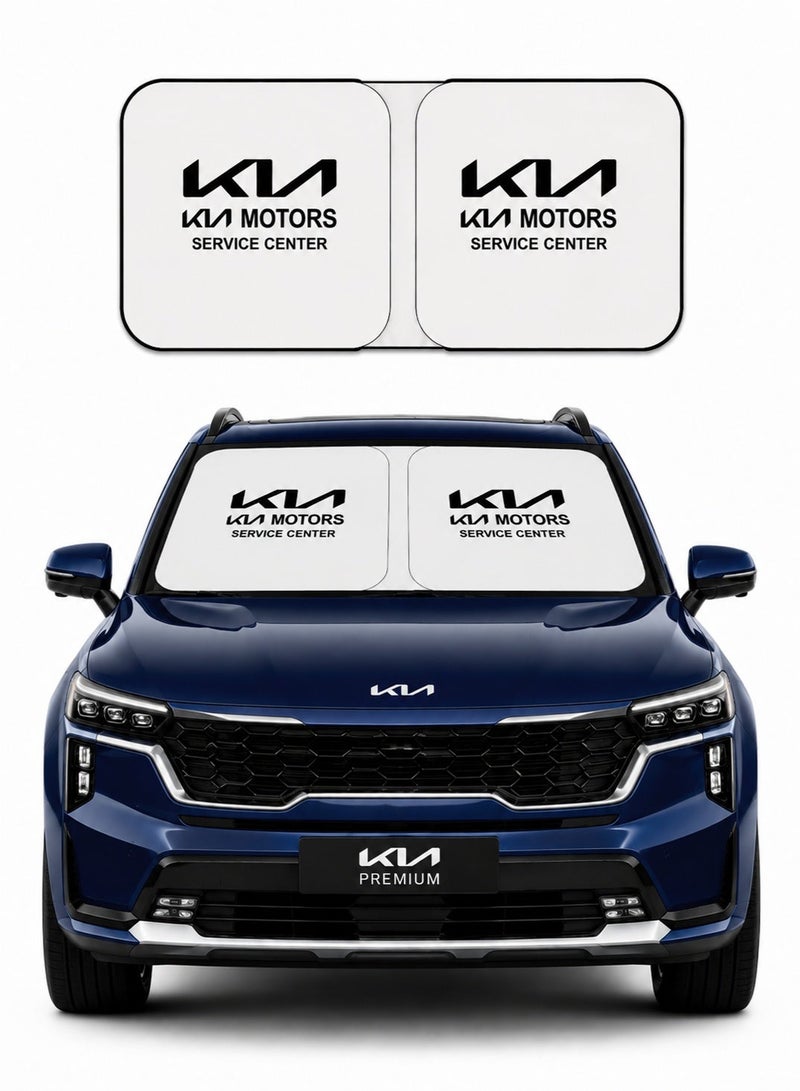 KIA Car Windshield Sun Shade Foldable Front Windshield Sunshade UV Reflective Heat Insulation Sun Protector Foldable Car Window Sun Visor Cover Interior Temperature Reduction Anti Glare Reusable Double Layer Auto Sun Block Shade for KIA Vehicles - Image 1