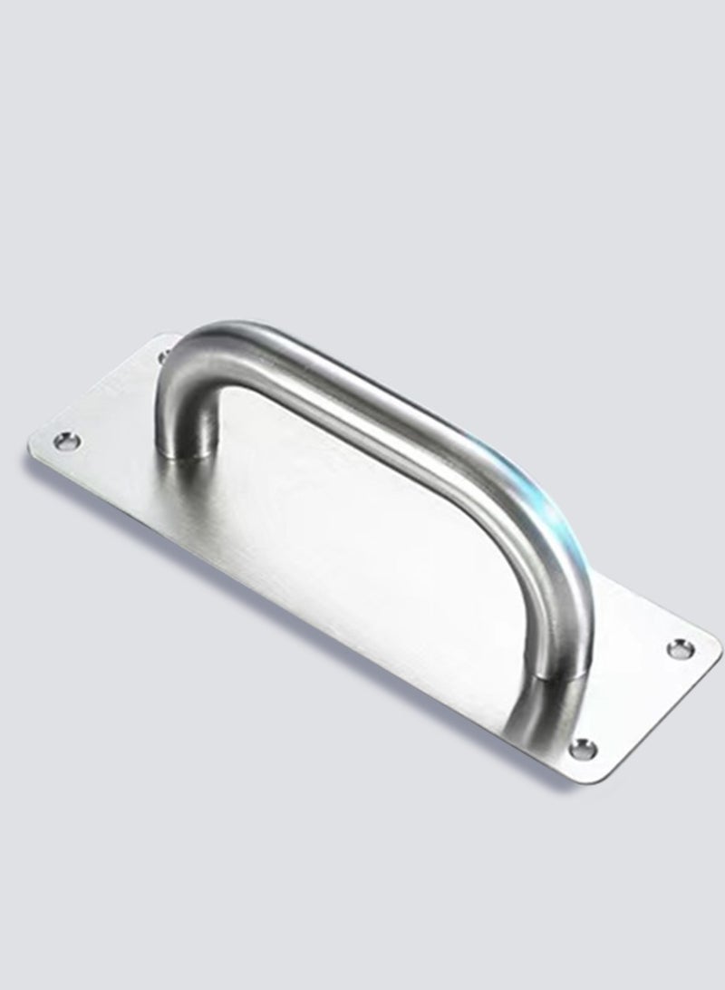 Door Handles,Pull Push Door Handles with Back Plate,Sliding Silver Handle Set for Gate Cabinet Cupboard Barn Shed Toilet Door,Heavy Duty Pull Handles Hardware  - Image 1