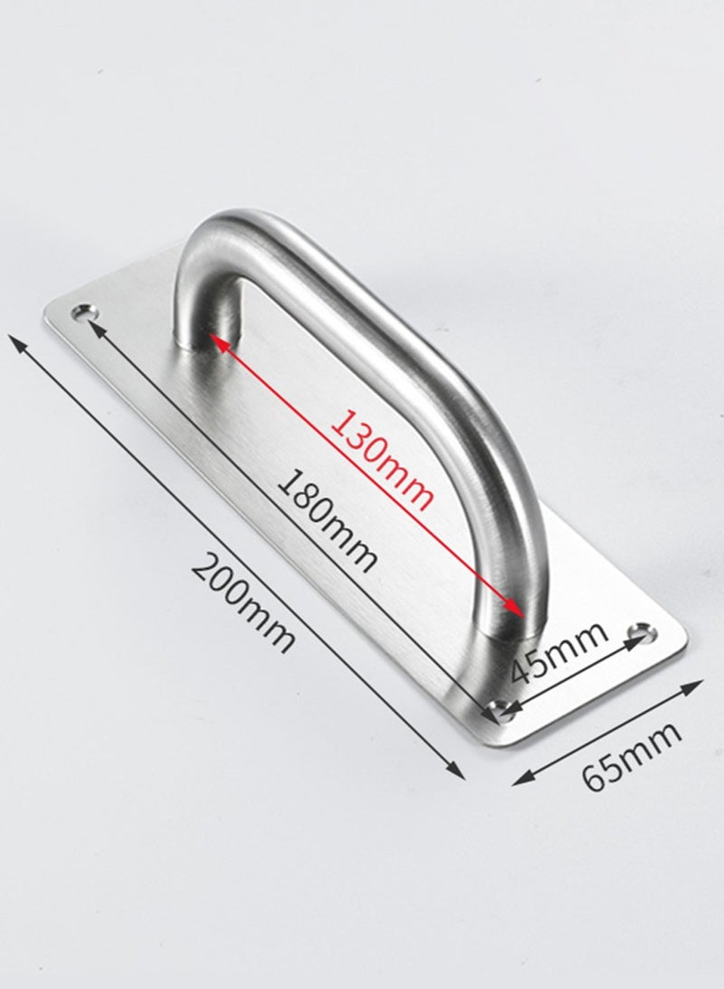 Door Handles,Pull Push Door Handles with Back Plate,Sliding Silver Handle Set for Gate Cabinet Cupboard Barn Shed Toilet Door,Heavy Duty Pull Handles Hardware  - Image 3