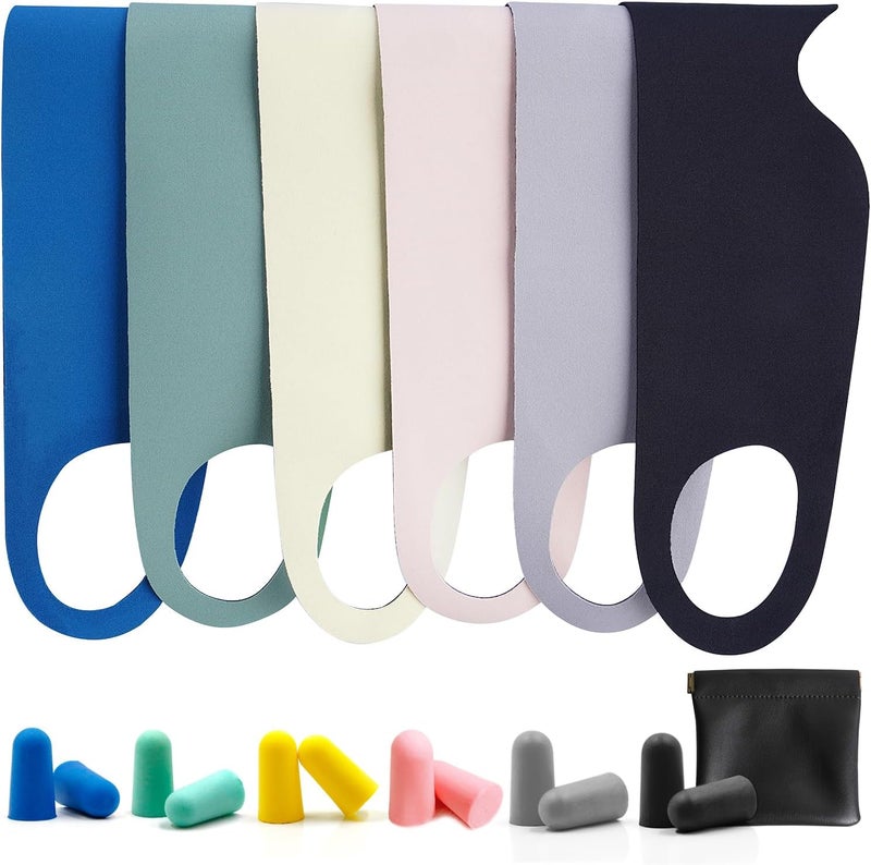 FRESHME FRESHME 6pc Sleeping Mask - Thin Lightweight Eye Mask Blindfold with Ear Loops Ear Hanging Elastic Strap for Men Women Couples Night Time Airplane Travel Yoga with Earplugs 