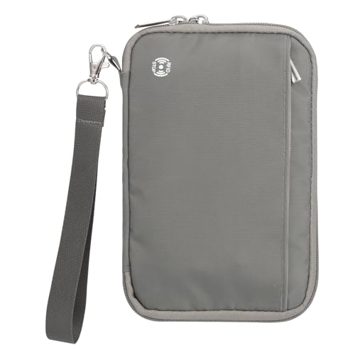 WALNEW Passport Holder for Travel Family, RFID-Blocking Travel Wallet Holder for 6 Passports, Water Resistant Bag Document Organizer for Cards, Cash, Boarding Passes, Tickets (Gray) - Image 1