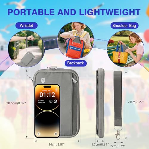 WALNEW Passport Holder for Travel Family, RFID-Blocking Travel Wallet Holder for 6 Passports, Water Resistant Bag Document Organizer for Cards, Cash, Boarding Passes, Tickets (Gray) - Image 4