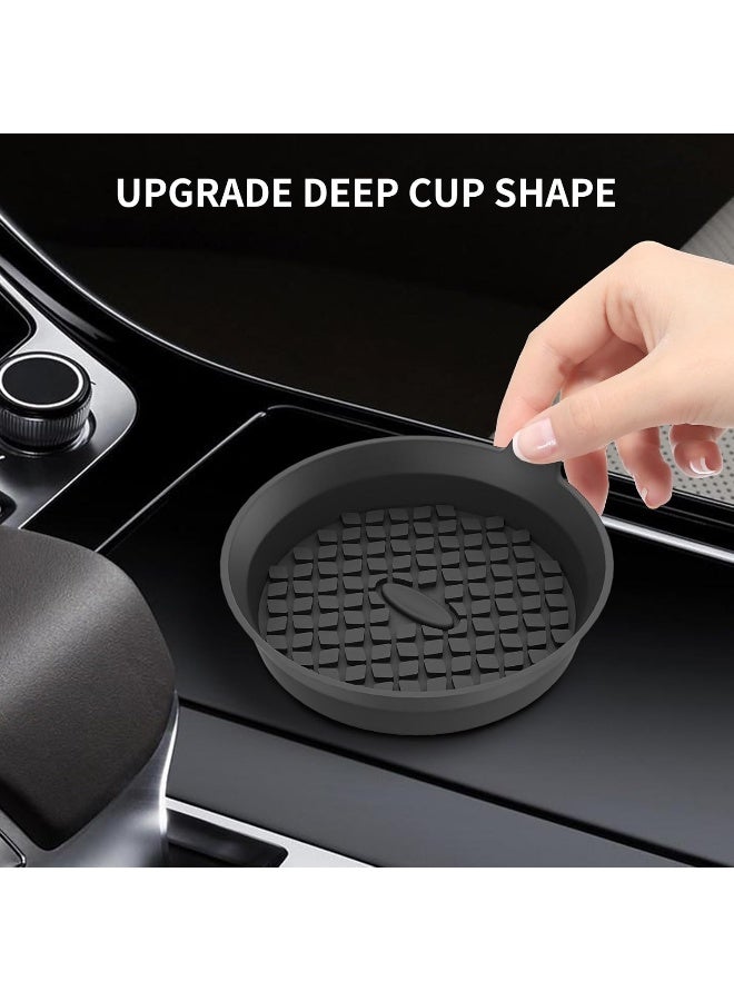 ME.FAN Car Coasters [4 Pack] Silicone Car Cup Coasters/Cup Mats - Universal Non-Slip Recessed Car Interior Accessories - Car Cup Holder Insert Coasters Black - Image 4