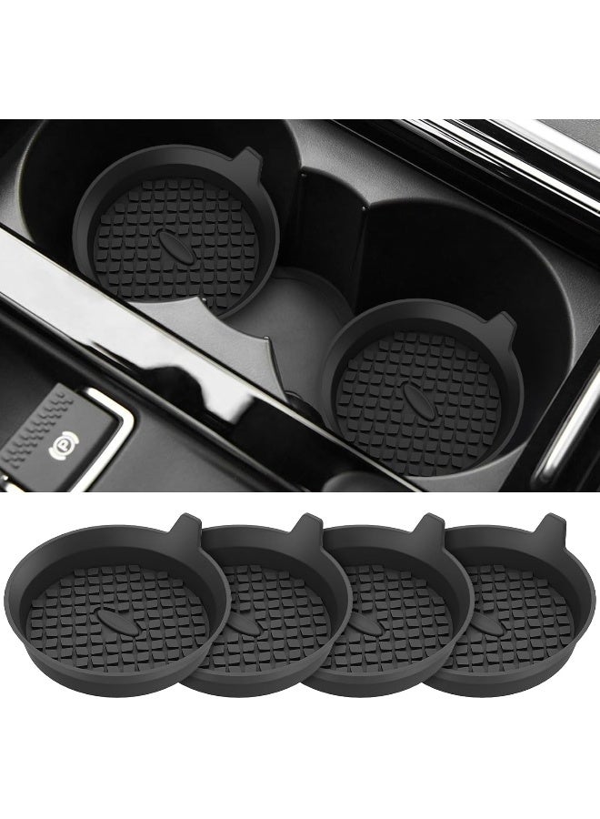 ME.FAN Car Coasters [4 Pack] Silicone Car Cup Coasters/Cup Mats - Universal Non-Slip Recessed Car Interior Accessories - Car Cup Holder Insert Coasters Black - Image 1