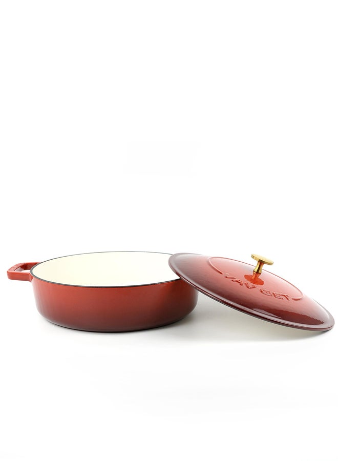 VAV GET Enameled Cast Iron Dutch Oven Braiser. 28cm, 3.79L, Cherry Red - Image 4