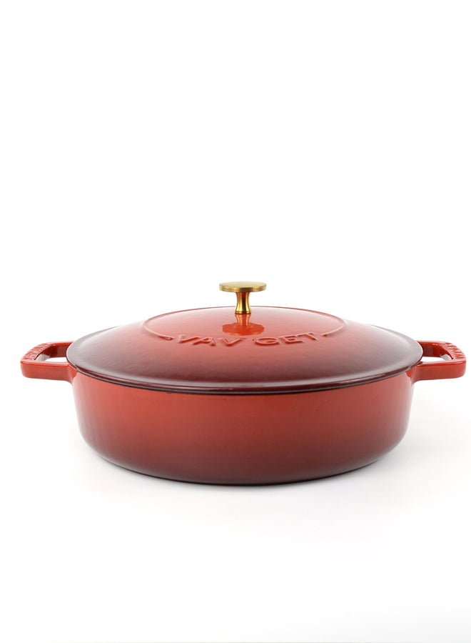 VAV GET Enameled Cast Iron Dutch Oven Braiser. 28cm, 3.79L, Cherry Red - Image 1