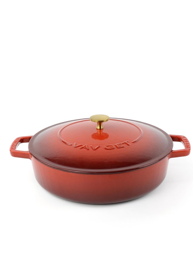 VAV GET Enameled Cast Iron Dutch Oven Braiser. 28cm, 3.79L, Cherry Red - Image 2