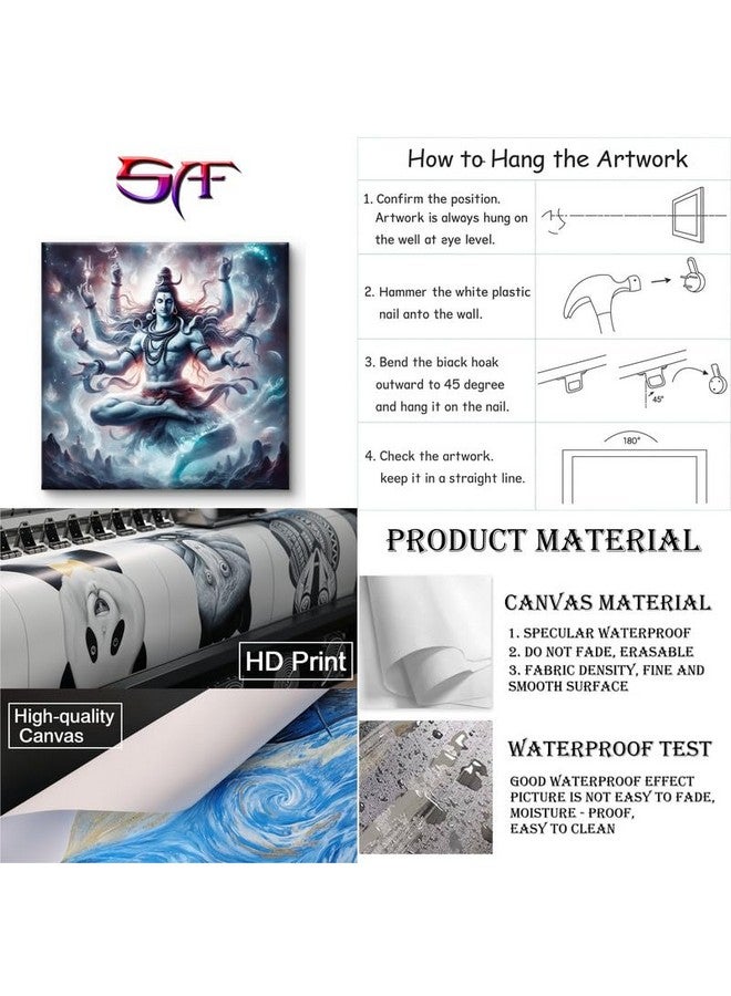 SAF فن كانفاس كوزمي لورد شيفا ليفين لوكس - شكل تانداف التأملي في الكون السماوي | ديكور روحي هندوسي للجدران للمنزل والمعبد - Image 4