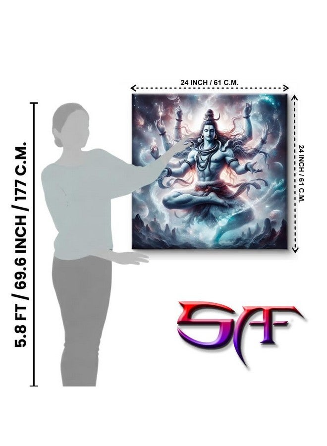 SAF فن كانفاس كوزمي لورد شيفا ليفين لوكس - شكل تانداف التأملي في الكون السماوي | ديكور روحي هندوسي للجدران للمنزل والمعبد - Image 3