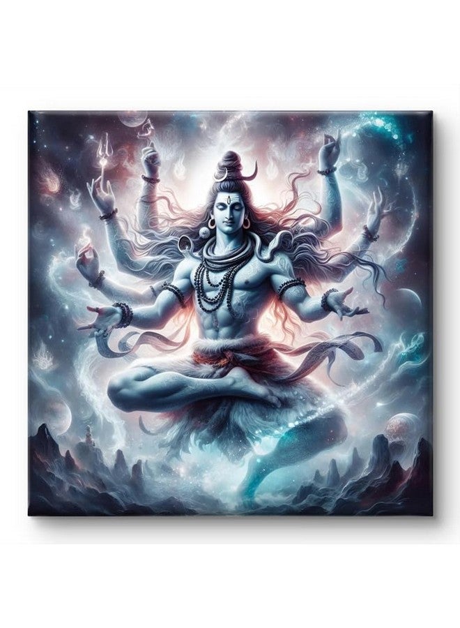 SAF فن كانفاس كوزمي لورد شيفا ليفين لوكس - شكل تانداف التأملي في الكون السماوي | ديكور روحي هندوسي للجدران للمنزل والمعبد - Image 1