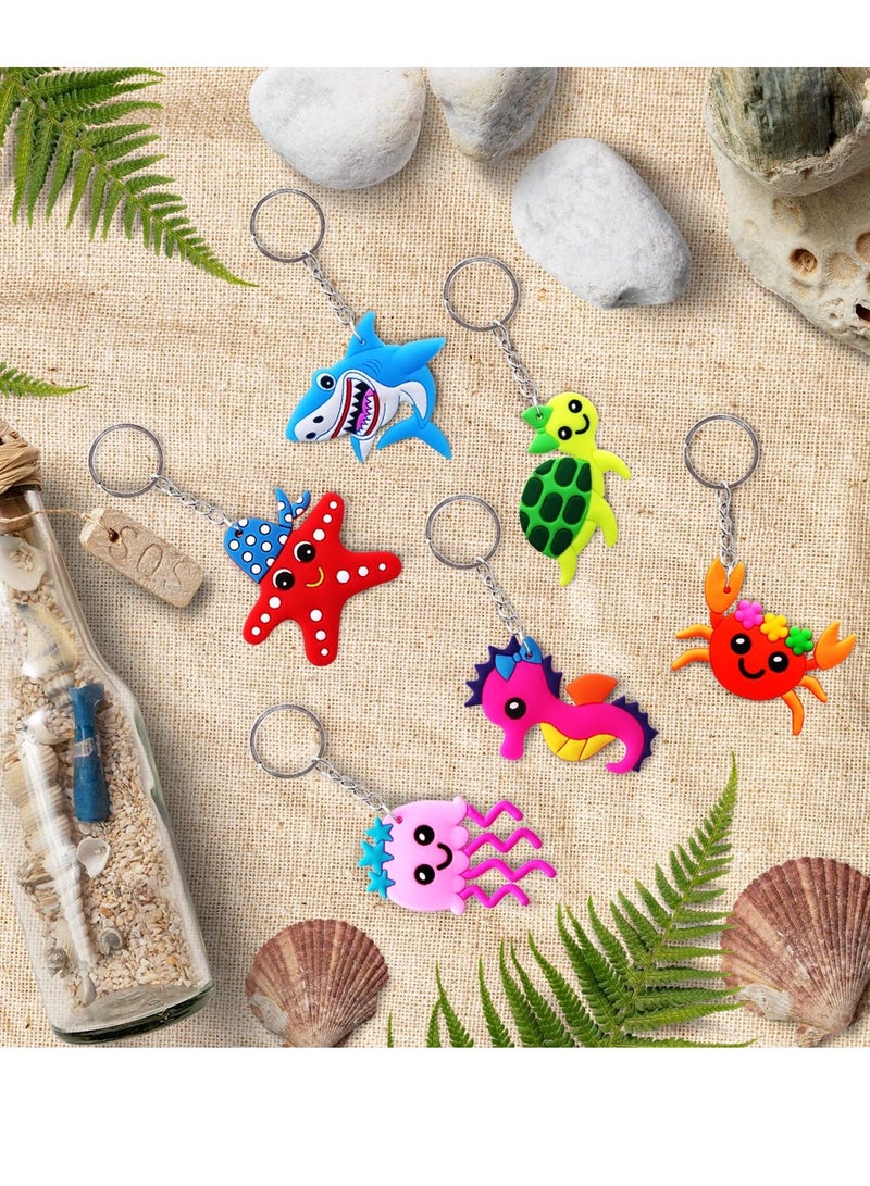 SYOSI 24pcs Cartoon Keychains, PVC Sea World Party Decoration Pendant, Sea Animal Keychains for Undersea Party Supplies, Kids Party Bag Fillers, School Carnival Rewards, Decorative School Bag Key Zipper - Image 4