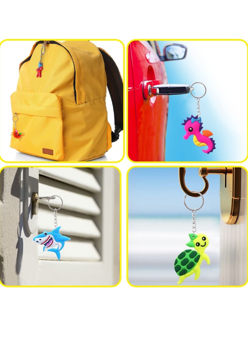 SYOSI 24pcs Cartoon Keychains, PVC Sea World Party Decoration Pendant, Sea Animal Keychains for Undersea Party Supplies, Kids Party Bag Fillers, School Carnival Rewards, Decorative School Bag Key Zipper - Image 2