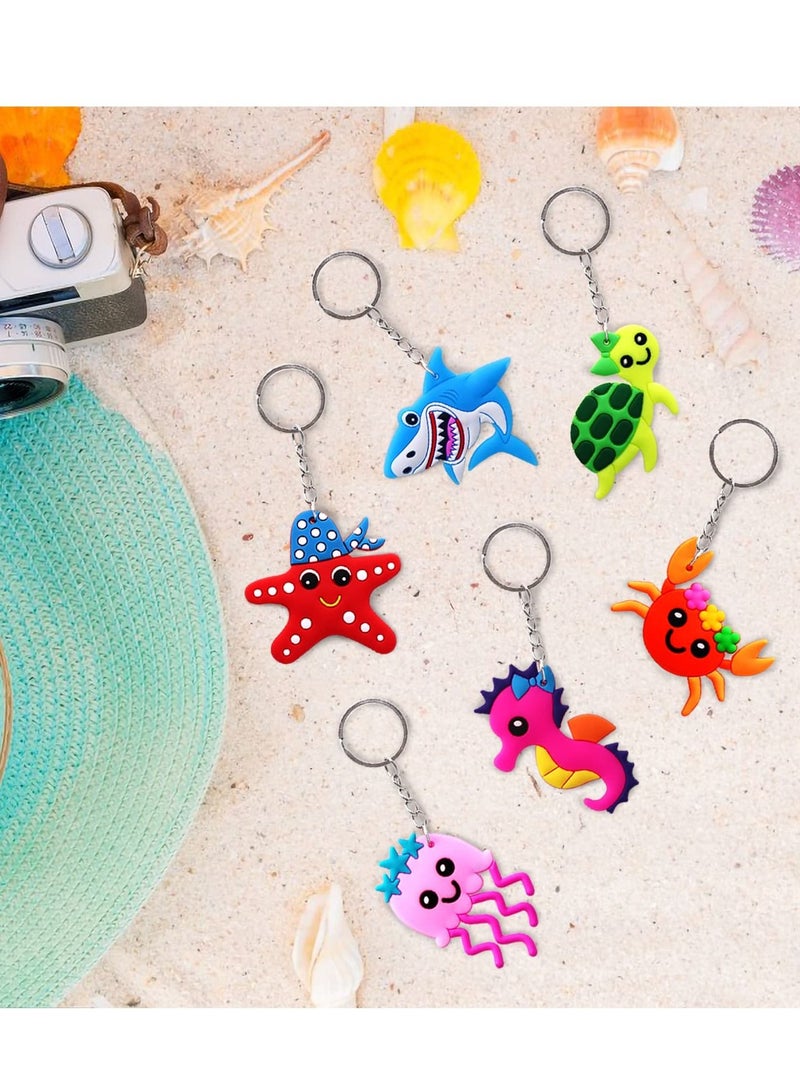 SYOSI 24pcs Cartoon Keychains, PVC Sea World Party Decoration Pendant, Sea Animal Keychains for Undersea Party Supplies, Kids Party Bag Fillers, School Carnival Rewards, Decorative School Bag Key Zipper - Image 5