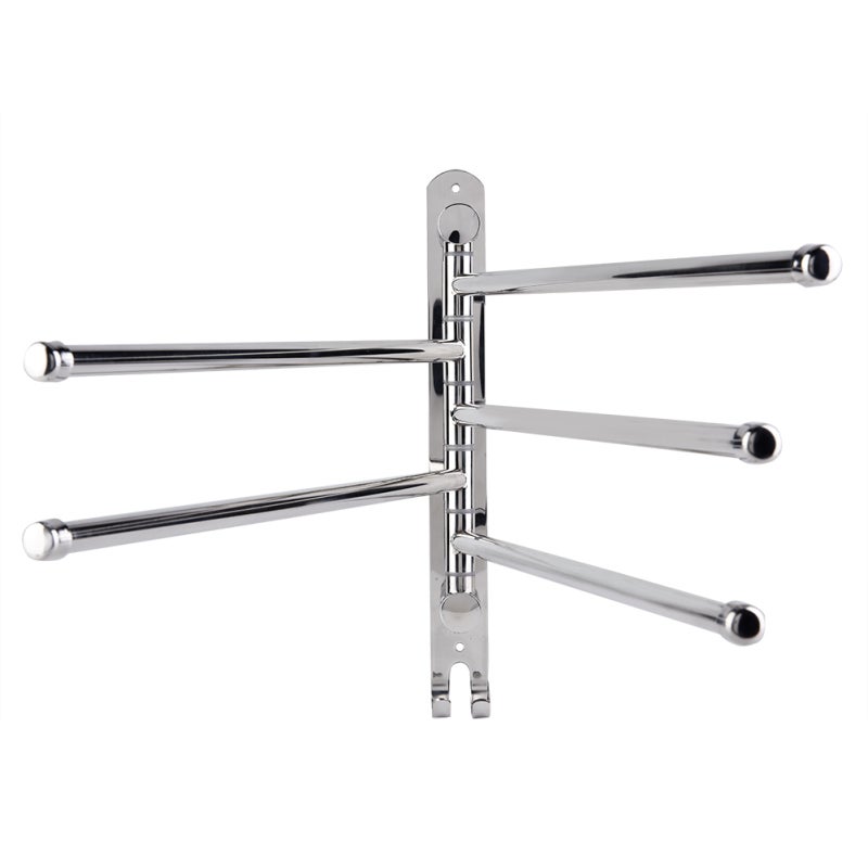 Stainless Steel Wall Mount Rotary Towel Rack Bathroom Towels Rail with Hook(Five Rods) - Image 5