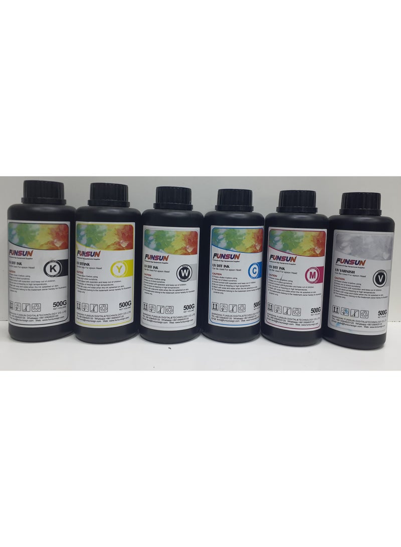 UV DTF Ink - 6 Color Set for UV DTF Printers - 500ml Each | - Image 1
