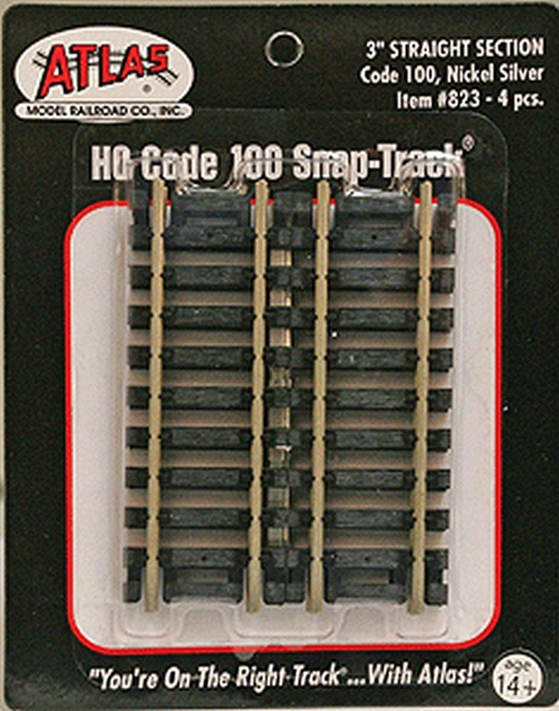 ATLAS Code 100 Nickel Silver 3" Straight Snap-Track HO Scale Atlas Trains