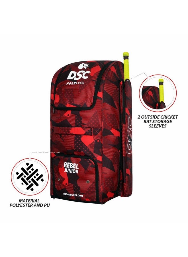 DSC Rebel Junior Duffle Cricket Kit Bag, Colour - Red/Black  - Image 4