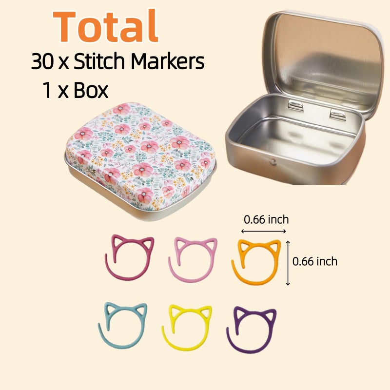 Hilsayum Stitch Markers for Crocheting Cat Stitch Markers with Box Metal Spiral Stitch Markers for Knitting Crochet Stitch Markers Rings Knitting and Crochet Notions (30) - Image 2
