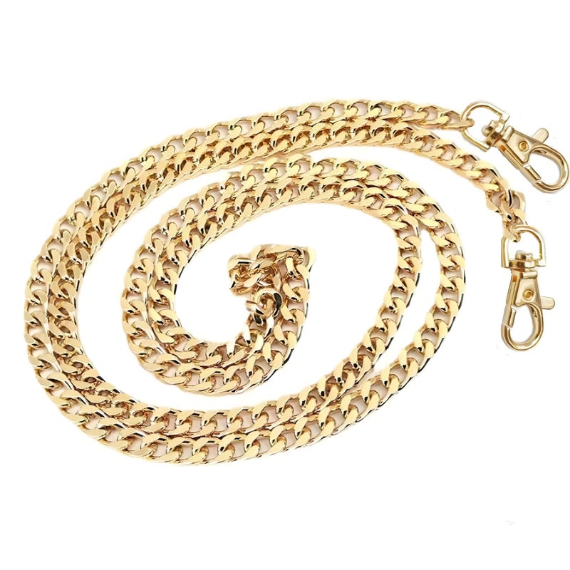 Replacement Chain Strap for Handbags Purse Side Tote Hobo Crossbody and Sling Bags Gold Plated DIY Hand Bags Broad Metal Chain Length 52 inch or 132 cm  - Image 1