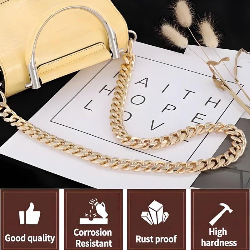 Replacement Chain Strap for Handbags Purse Side Tote Hobo Crossbody and Sling Bags Gold Plated DIY Hand Bags Broad Metal Chain Length 52 inch or 132 cm  - Image 3