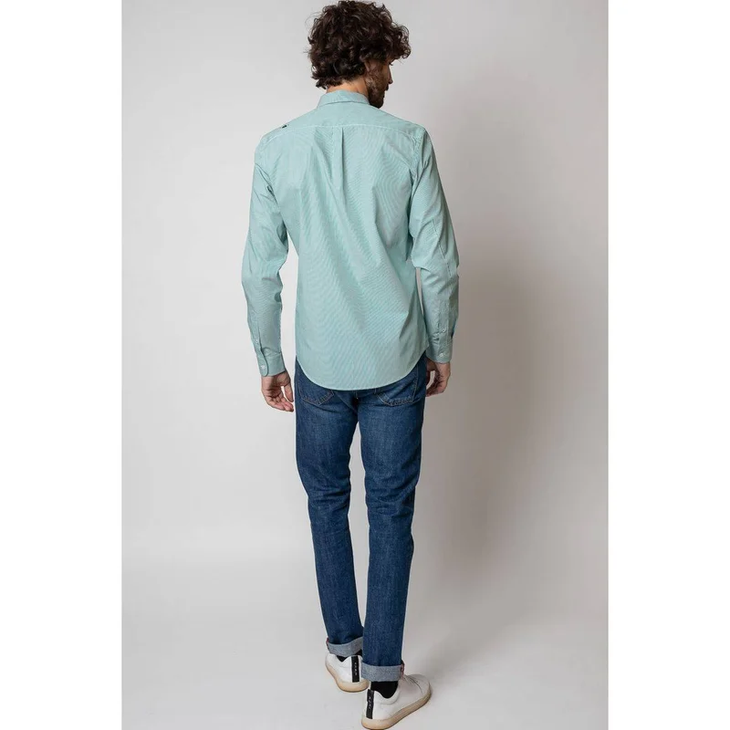 Jaqk Tournoi Terence Green Stripe Shirt 100% Organic Cotton