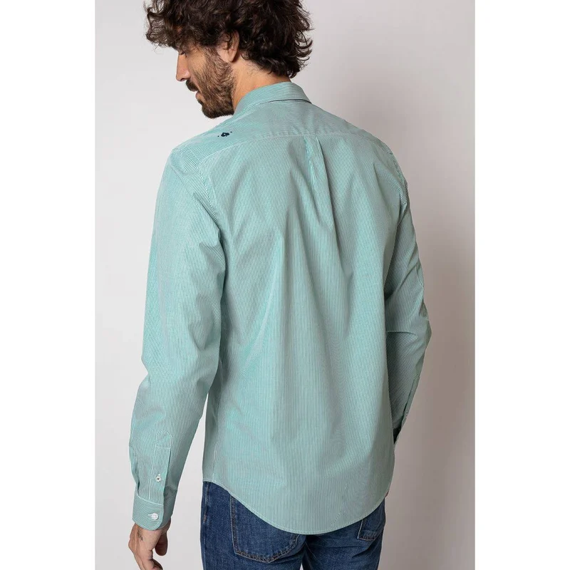 Jaqk Tournoi Terence Green Stripe Shirt 100% Organic Cotton