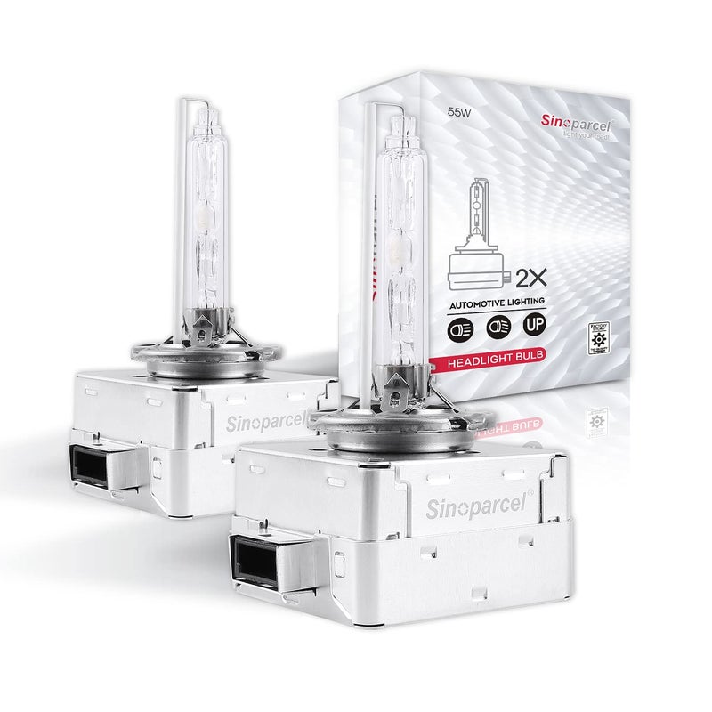 Sinoparcel D1S/D1R 55W Xenon HID Headlight Bulbs - 6000K High Low Beam Replacement Lights- Pack of 2 - Image 1