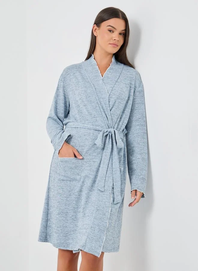 Styli Styli Slub Texture Lettuce Hem Pocket Detail Robe